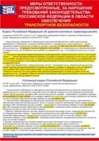 Информационный плакат "Меры ответственности, предусмотренные за нарушение требований законодательства РФ в области обеспечения Транспортной Безопасности"